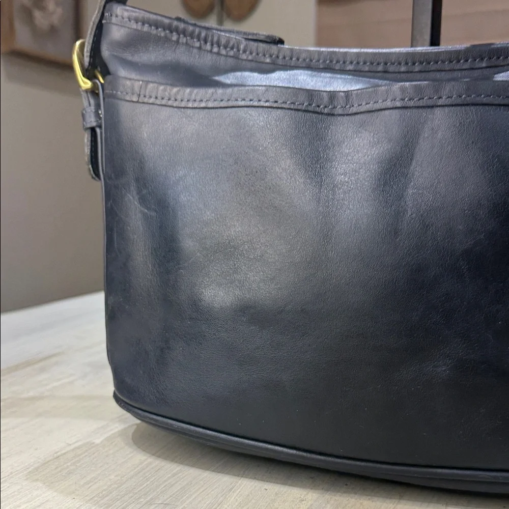 Coach Dark Navy Blue Leather Shoulder Bag with Cherry Charm- 4143- EUC